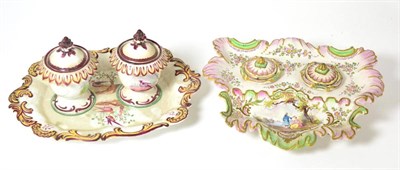 Lot 343 - ^ An Italian porcelain inkstand and a French porcelain inkstand (2)