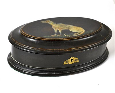 Lot 362 - A hand painted jewellery box, the lid decorated with a hound