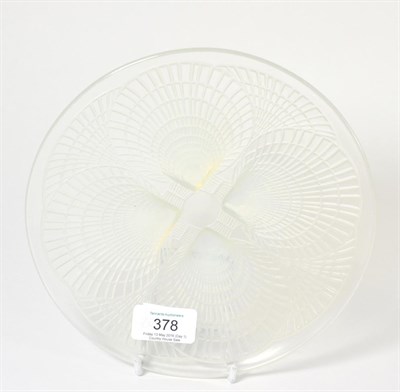 Lot 378 - A René Lalique Coquilles opalescent and clear glass plate, No.3012, the underside moulded with...