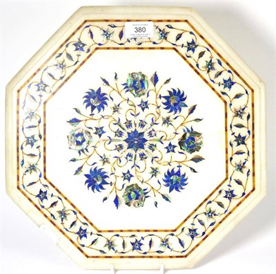 Lot 380 - A micro mosaic marble small octagonal occasional table top, 36cm diameter