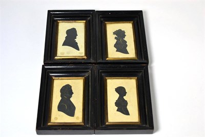 Lot 382 - A group of four 19th century silhouettes, three highlighted and with inscriptions verso