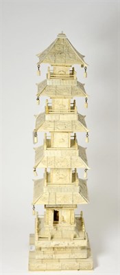 Lot 393 - A Chinese ivory pagoda, circa 1900 (some losses)