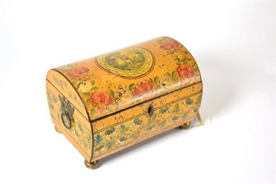 Lot 425 - ^ A 19th century satinwood and painted domed top jewellery box