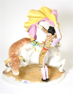 Lot 453 - Austrian figure group modelled as a matador with bull, 31cm high