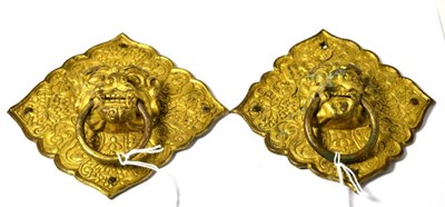 Lot 488 - A pair of 18th century Sino Tibetan lion door handles