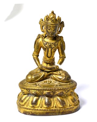 Lot 489 - An 18th century Sino Tibetan Amitayus gilt bronze figure