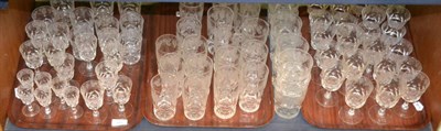 Lot 507 - A quantity of Edinburgh Crystal drinking glasses etched with vine and grape (on three trays)