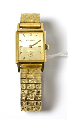 Lot 545 - A steel and gold filled wristwatch, signed Wittnauer,circa 1950, lever movement, silvered dial with