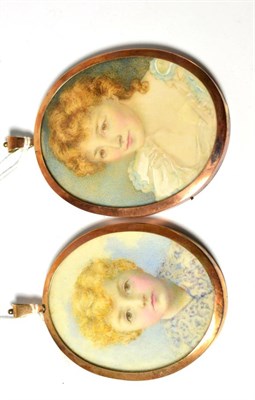 Lot 564 - An early 20th century oval portrait miniature, depicting a young woman, bust length, wearing a silk