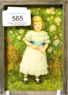 Lot 565 - R.P. Hawke Smith, Maisie in the Garden, miniature portrait on ivory, signed with initials, 12cm...