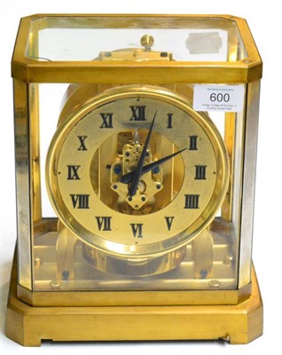 Lot 600 - A brass atmos clock, signed Jaeger LeCoultre, retailed by Fattorini & Sons Ltd, Bradford, 20th...