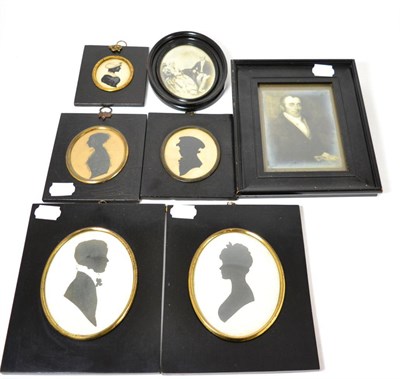 Lot 613 - A pair of large silhouette portraits, three smaller examples and two photographic (7)