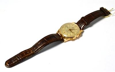 Lot 621 - A chronograph wristwatch, signed Coresa, circa 1950, lever movement, silvered dial with dagger...