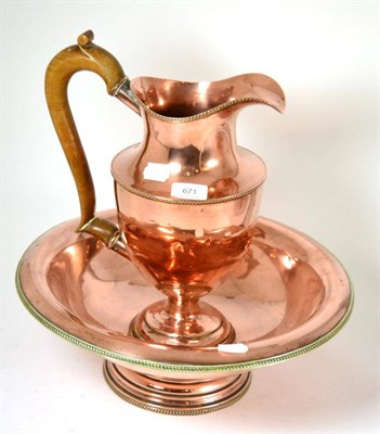 Lot 671 - Copper jug and bowl