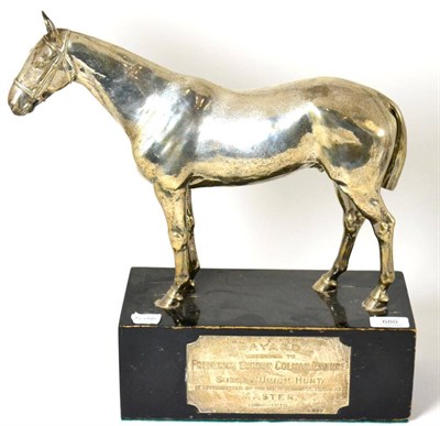 Lot 680 - A George IV silver presentation trophy in the form of a horse, London 1910, raised on an...