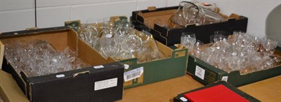 Lot 716 - ^ A large glass jug and bowl set, assorted drinking glasses including part sets of Thomas Webb...