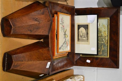 Lot 718 - A pair of 19th century walnut candle boxes with hinged lids, height 44cm, a pair of 19th...