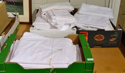 Lot 731 - ~ A quantity of assorted white linen table cloths of various sizes