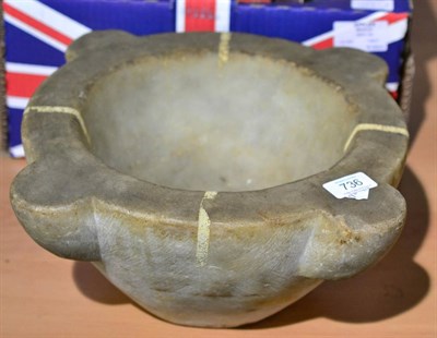 Lot 736 - ~ A late 19th century marble mortar, diameter 38cm