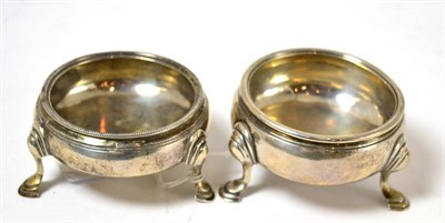 Lot 741 - # A pair of George III silver salts raised on hoof feet, London 1782