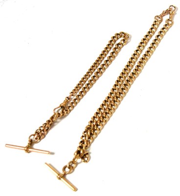 Lot 742 - # A 9ct gold Albert watch chain together with a 9ct gold double Albert watch chain (2)