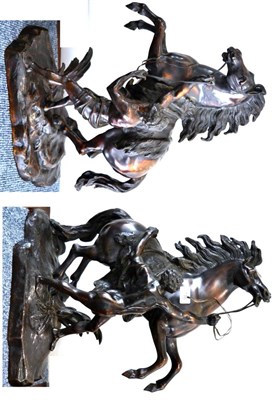 Lot 746 - A pair of bronze Marly horses, height 53cm