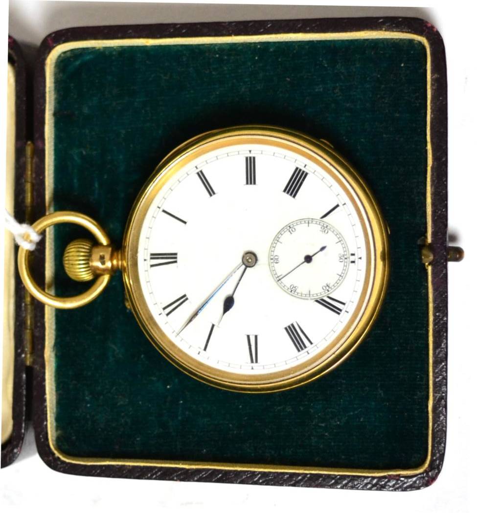 Lot 751 - An 18ct gold full hunter pocket watch by