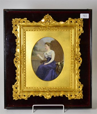 Lot 763 - * A 19th century English School portrait of a lady sitting on an oak armchair, oil on...