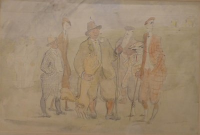 Lot 1012 - ^ Professor Henry Tonks FRCS (1861-1937) ";A Group of Noblemen Sportsmen";, The Marquess of...