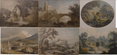 Lot 1014 - Attributed to Francis Nicholson (1753-1844) River landscape with an elevated castle, pencil and...