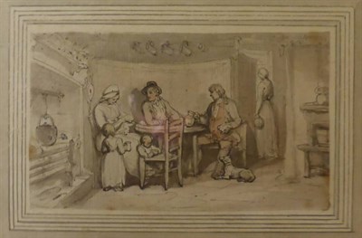 Lot 1022 - ^ Thomas Rowlandson (1756-1827) ";An Interior";, ink and watercolour,  8cm by 14cm  Provenance:...