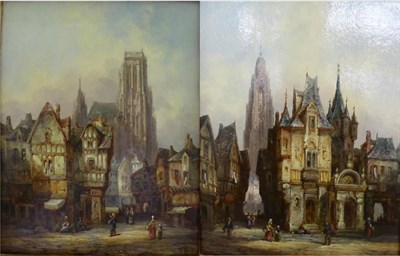 Lot 1027 - Henry Schafer (1854-1915) ";Frankfurt";; ";Abbeville";, monogrammed and dated 1882, inscribed...