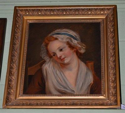 Lot 1031 - * Follower of Jean Baptiste Greuze (1725-1805) Portrait of a maid wearing a white bonnet...