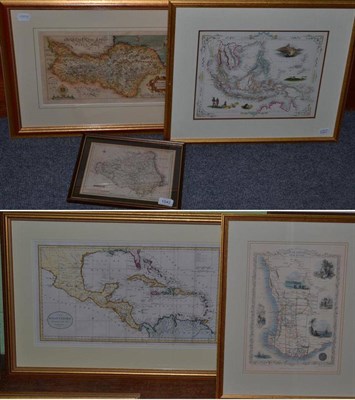 Lot 1042 - Five engraved maps including 'The West Indies According to the Best Authorities',...