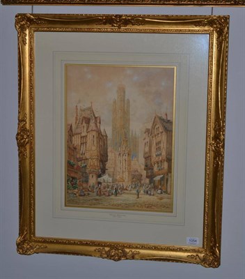 Lot 1054 - Henry Schafer (1854-1915) ";Place de la Croix, St Pierre, Rouen, Normandy";, signed and...