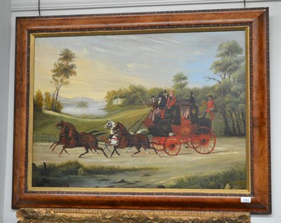 Lot 1063 - Follower of C.C Henderson (19th/20th century) ";Whitehaven to Kendal Royal Mail Coach";, oil on...