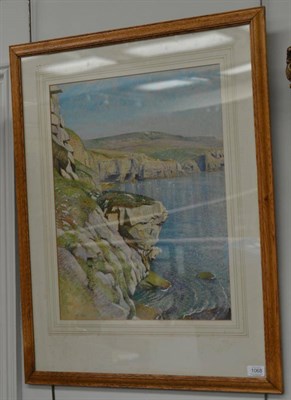 Lot 1068 - Gerald Gardiner RWA (1902-1959) ";April on the Dorset Cliffs";, initialled and dated 1948, with...