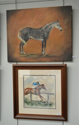 Lot 1074 - Peter Curling (b.1955) A Jockey on a racehorse, signed and dated (19)70, pencil and...