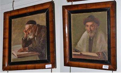 Lot 1079 - Luis Sevilla (19th/20th century) Spanish, Portrait of a Jewish scholar, half length, reading;...