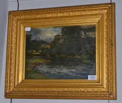 Lot 1083 - Yorkshire School (Early 20th century) A river landscape, oil on board, 25cm by 35cm  The...