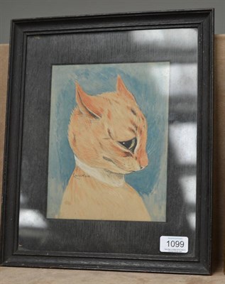 Lot 1099 - Attributed to Louis Wain (1860-1939) Study of a cat in profile, signed, extensively inscribed...