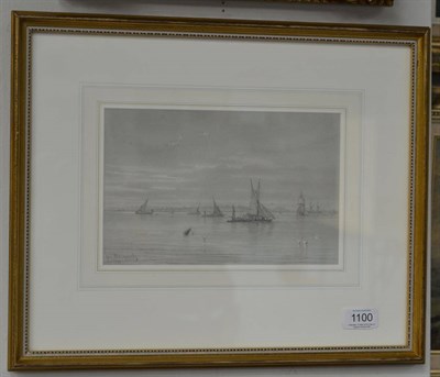 Lot 1100 - French School (19th century) Shipping in calm waters, indistinctly signed, pencil heightened...