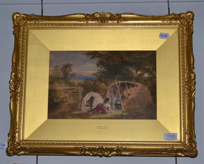 Lot 1103 - John Henry Mole VPRI (1814-1886) Gypsies camp, signed and dated 1877, watercolour, 20cm by 31cm