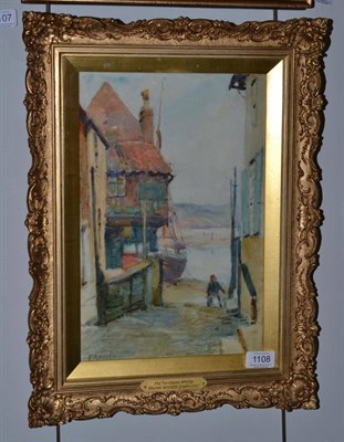 Lot 1108 - Frank Rousse (fl.1897-1917) The Tin Ghaut Whitby, signed, pencil and watercolour, 34.5cm by 22.5cm