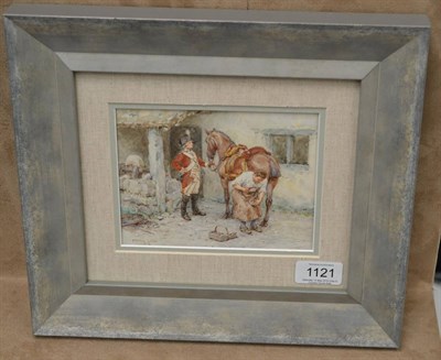 Lot 1121 - * Frank R Dadd (1851-1929) The blacksmith, signed, watercolour, 11.5cm by 15cm