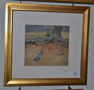 Lot 1122 - Arthur Wardle RI (1864-1914) Pigeons foraging at the roots of a tree, signed and dated 1922,...