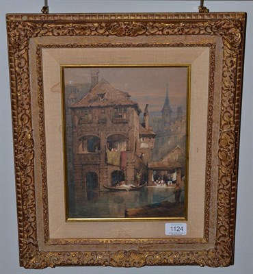 Lot 1124 - * Samuel Prout (1783-1852) Houses overlooking the River Strasbourg, pen and ink and watercolour...