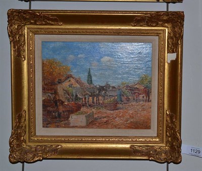 Lot 1129 - Richard Beavis RWS (1824-1896) ";Market Place France";, signed, oil on board, 19.5cm by 25cm...