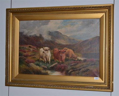 Lot 1140 - Henry Ino Livens (Early 20th century) Highland cattle in a landscape, signed and dated 1908, oil on