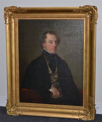 Lot 1145 - British School (19th century) A head and shoulders portrait of a gentleman seated, oil on...